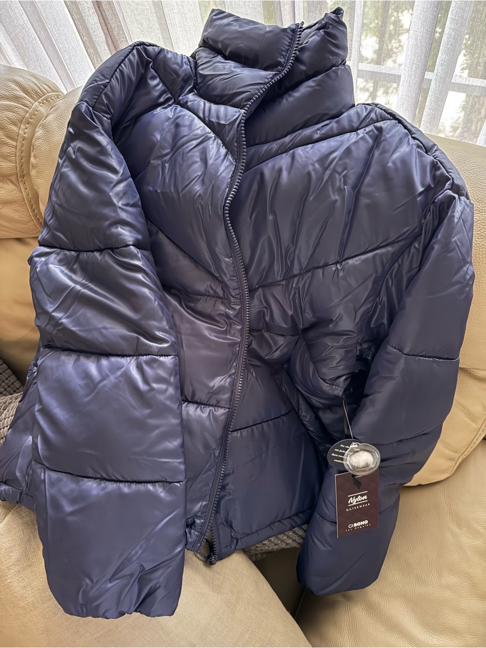 Ci Sono Navy Quilted Puffer Jacket